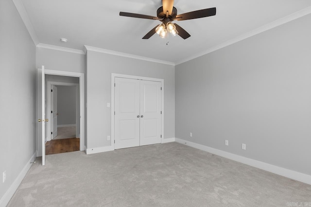 49 Saffron Cir, Little Rock, AR 72223 - unfurnished bedroom featuring ornamental molding, carpet floors, a closet, and ceiling fan