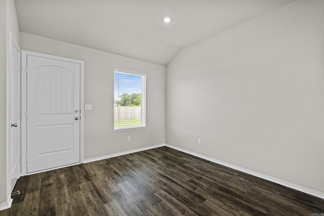 116 Baldwin Dr, Beebe, AR 72012 - unfurnished room featuring dark wood-style flooring, vaulted ceiling, and recessed lighting
