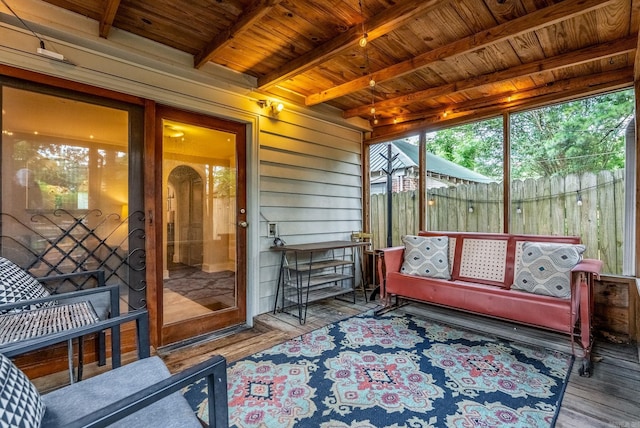 127 W F Ave, North Little Rock, AR 72116 - sunroom featuring beamed ceiling and plenty of natural light
