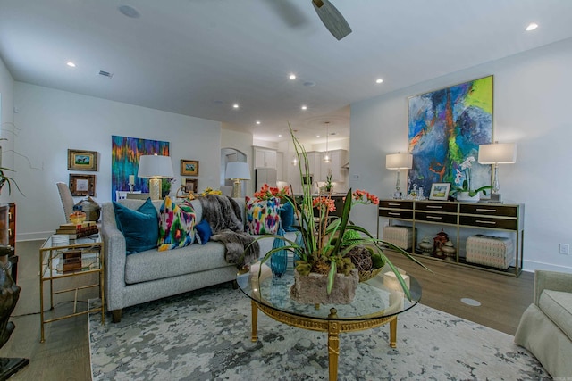 101 Mergeron Ct, Little Rock, AR 72212 - living area featuring wood finished floors and recessed lighting