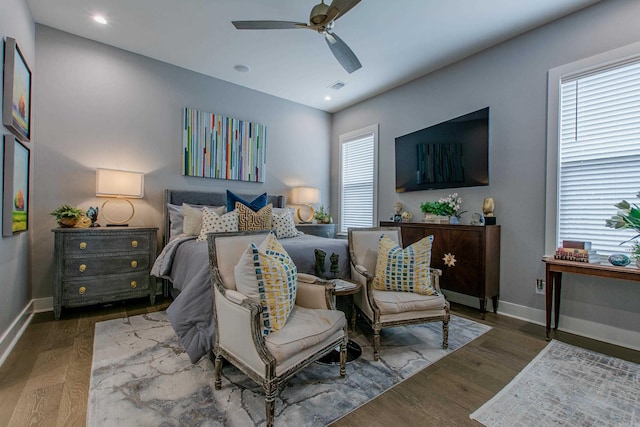 101 Mergeron Ct, Little Rock, AR 72212 - bedroom with wood finished floors, a ceiling fan, and recessed lighting