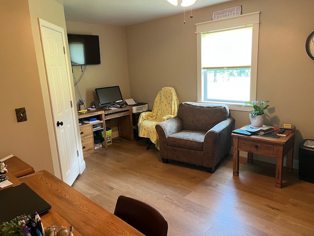 758 Barren Fork Rd, Mount Pleasant, AR 72561 - office space featuring light wood-style flooring and a ceiling fan