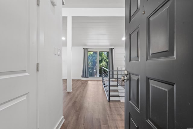 99Rogers Drive, Bryant, AR 72022 - hallway with an upstairs landing and wood finished floors