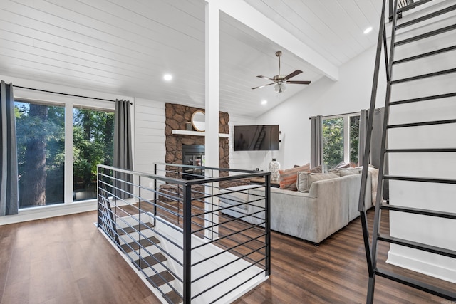 99Rogers Drive, Bryant, AR 72022 - living room with wood finished floors, recessed lighting, and a ceiling fan