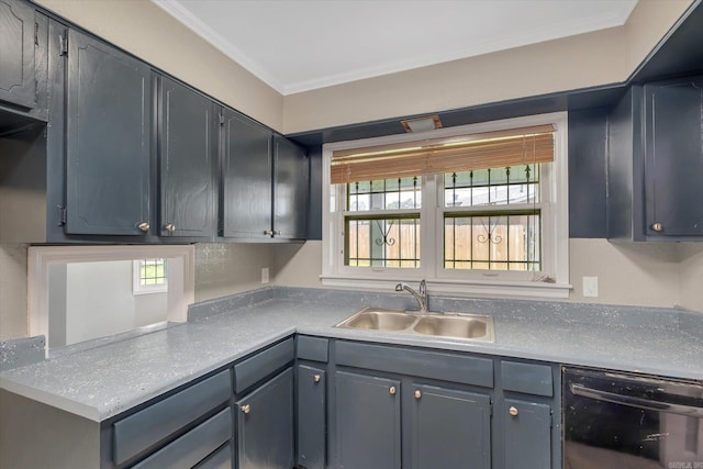 900 Melton Dr, Jonesboro, AR 72401 - kitchen with black dishwasher, crown molding, and plenty of natural light
