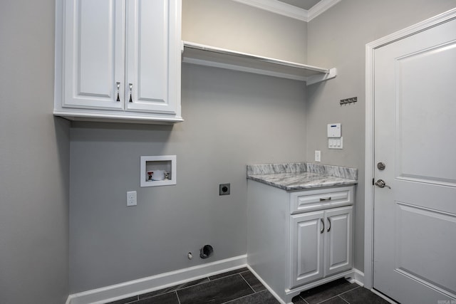 21 Piper Ln, Little Rock, AR 72223 - washroom with washer hookup, electric dryer hookup, crown molding, gas dryer hookup, and cabinet space