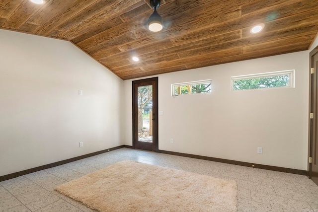 128 Dickson Dr, Little Rock, AR 72207 - spare room featuring wooden ceiling, recessed lighting, and vaulted ceiling