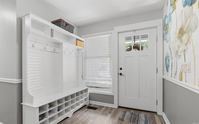 9 San Vincente Pl, Hot Springs Village, AR 71909 - mudroom featuring wood finished floors and baseboards