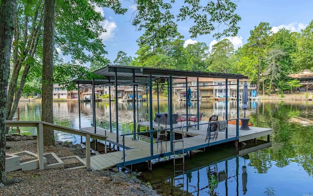 9 San Vincente Pl, Hot Springs Village, AR 71909 - dock area with a water view and boat lift