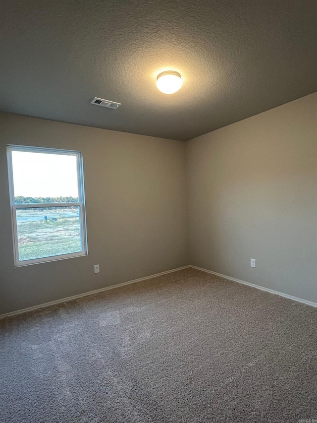 empty room featuring a textured ceiling and carpet floors