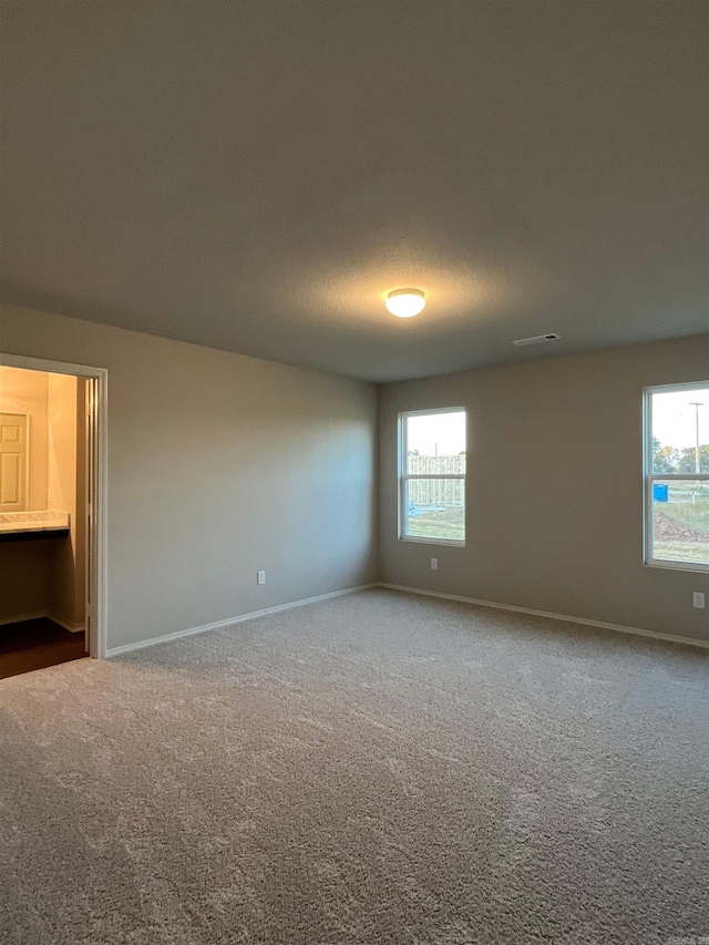 carpeted spare room featuring plenty of natural light