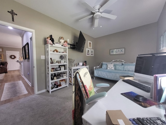 6413 Ram Rd, Mabelvale, AR 72103 - office featuring a ceiling fan and carpet floors