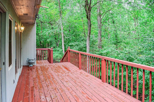 5 Lanza Ct, Hot Springs Village, AR 71909 - wooden deck featuring a view of trees
