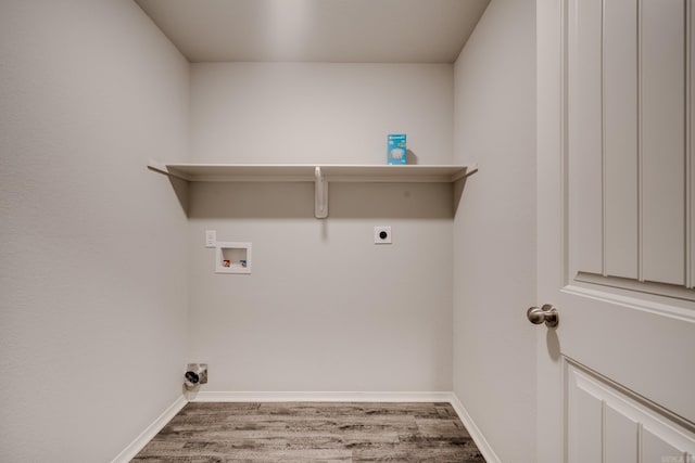 1375 Lacroix Ln, Conway, AR 72034 - laundry room featuring hookup for an electric dryer, wood finished floors, and hookup for a washing machine