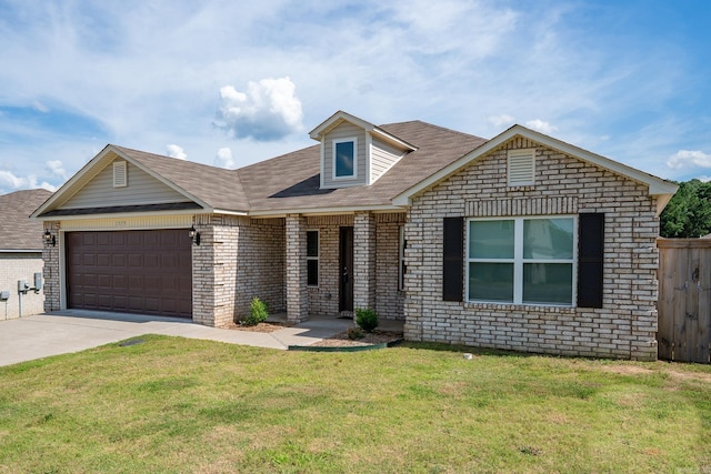 1375 Lacroix Ln, Conway, AR 72034 - view of front facade with brick siding, a garage, concrete driveway, and roof with shingles