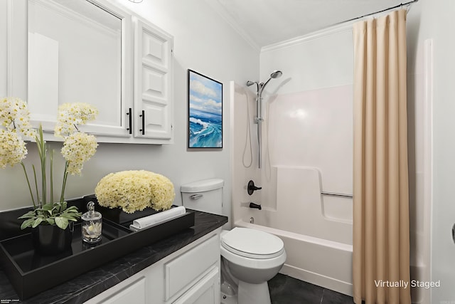 120 Whitewood Dr, Sherwood, AR 72120 - full bath featuring shower / bath combination with curtain, ornamental molding, vanity, and tile patterned flooring