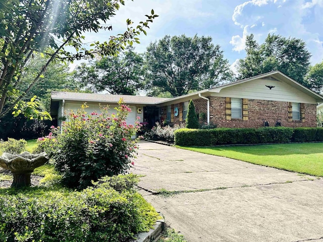1912 W Arch Ave, Searcy, AR 72143 - ranch-style house featuring concrete driveway, an attached garage, a front lawn, and brick siding