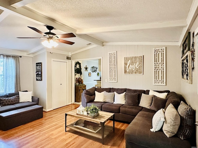 1912 W Arch Ave, Searcy, AR 72143 - living area with light wood-style flooring, a textured ceiling, and ceiling fan