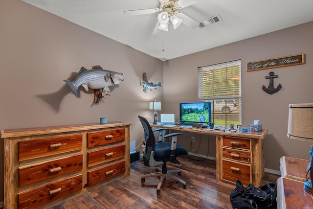 529 Charlie Stover, Royal, AR 71968 - office with dark wood-type flooring and ceiling fan