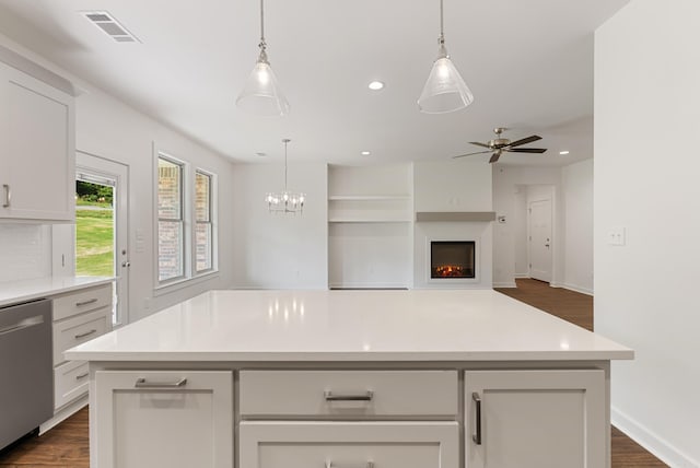 85 Lewis Loop, Greenbrier, AR 72058 - kitchen featuring dishwasher, a ceiling fan, recessed lighting, light countertops, and dark wood-style flooring