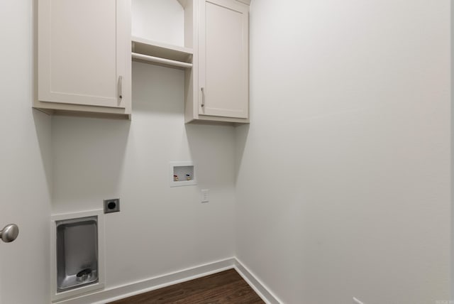 85 Lewis Loop, Greenbrier, AR 72058 - laundry room with cabinet space, hookup for an electric dryer, washer hookup, and dark wood-type flooring