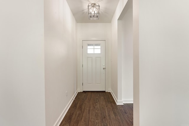 85 Lewis Loop, Greenbrier, AR 72058 - doorway to outside with dark wood-style flooring and a chandelier