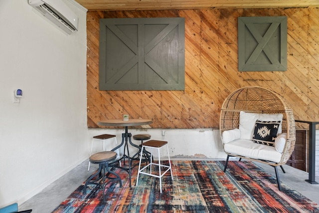 7616 Samples Rd, Benton, AR 72019 - sitting room with a wall mounted air conditioner and wood walls