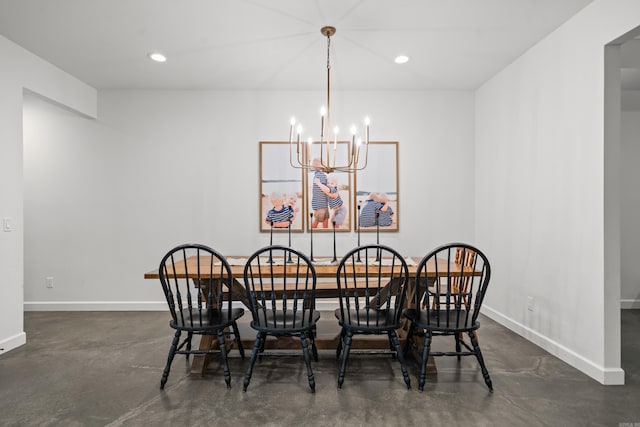 109 Spencer Chase Ct, Hot Springs, AR 71913 - dining room with finished concrete floors, a chandelier, and recessed lighting