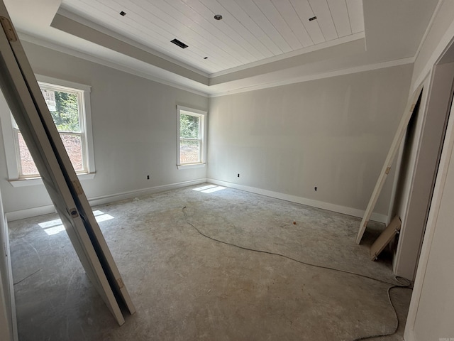 6960 Christine Ln, Benton, AR 72019 - spare room with a tray ceiling, healthy amount of natural light, wooden ceiling, and crown molding