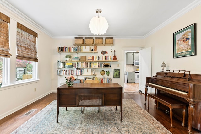 120 Crystal Ct, Little Rock, AR 72205 - home office featuring ornamental molding and wood finished floors