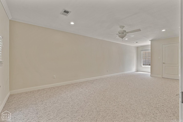 5510 Crowleys Ridge Rd, Jonesboro, AR 72404 - carpeted empty room with crown molding, ceiling fan, and recessed lighting