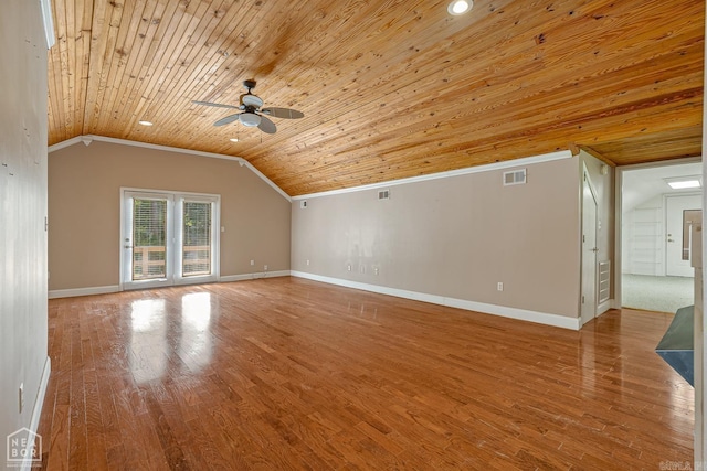 5510 Crowleys Ridge Rd, Jonesboro, AR 72404 - unfurnished living room with ceiling fan, wooden ceiling, lofted ceiling, and wood finished floors