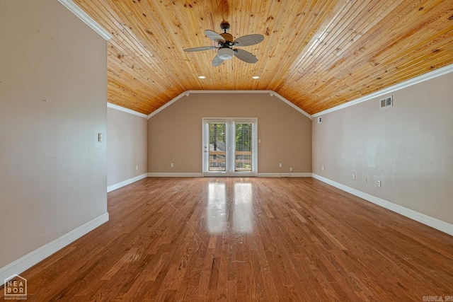 5510 Crowleys Ridge Rd, Jonesboro, AR 72404 - additional living space with ceiling fan, wooden ceiling, wood finished floors, and lofted ceiling