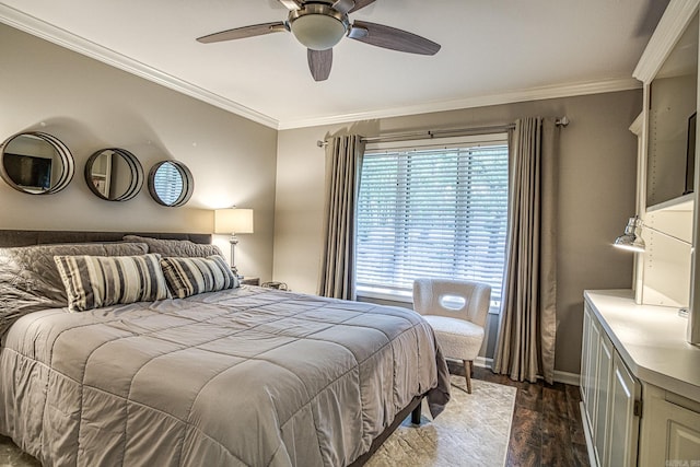 23 Emanuel Dr, Hot Springs Village, AR 71909 - bedroom with wood finished floors, ornamental molding, and a ceiling fan