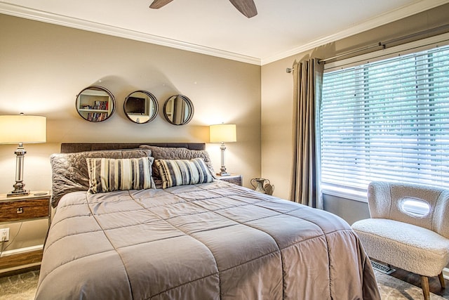 23 Emanuel Dr, Hot Springs Village, AR 71909 - bedroom featuring crown molding and ceiling fan