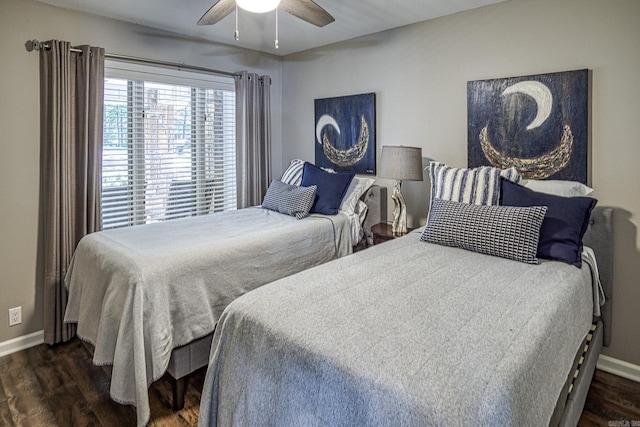 23 Emanuel Dr, Hot Springs Village, AR 71909 - bedroom featuring dark wood-style floors and a ceiling fan