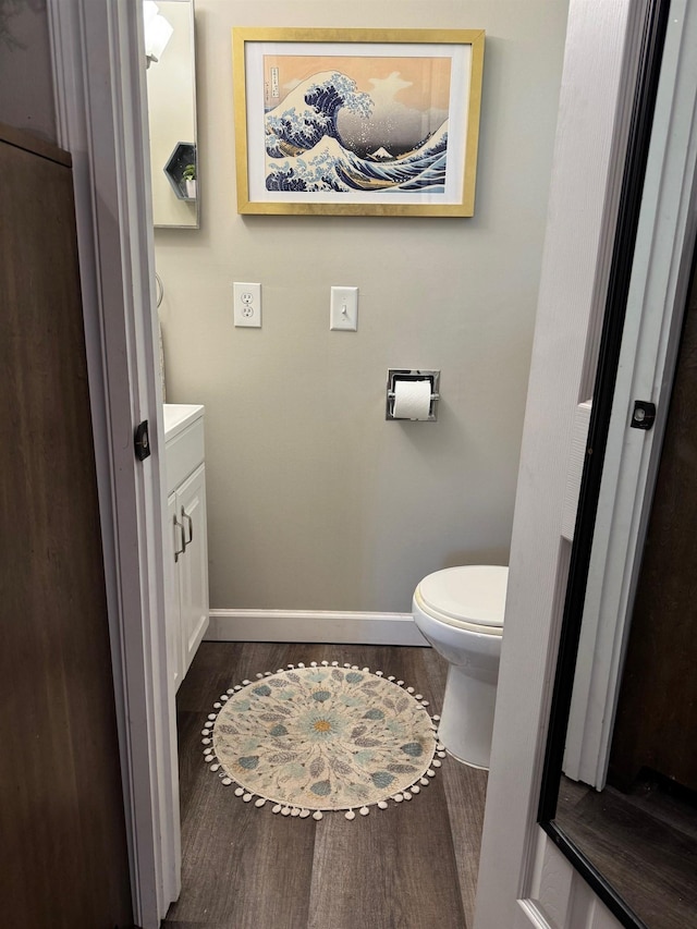 bathroom with vanity and wood finished floors