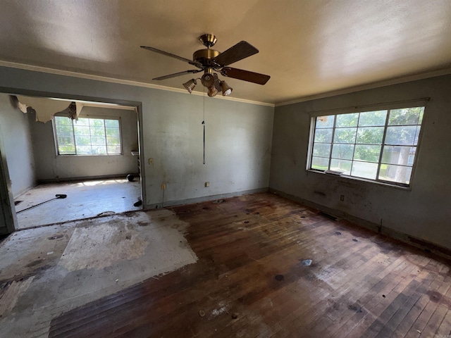 600 S Maple St, Little Rock, AR 72205 - spare room with ornamental molding, hardwood / wood-style flooring, and a ceiling fan