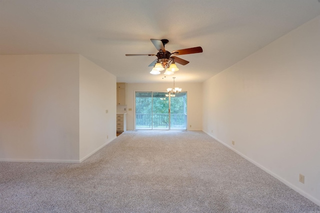 2128 Yamania Way, Heber Springs, AR 72543 - unfurnished room with a ceiling fan, light colored carpet, and a chandelier