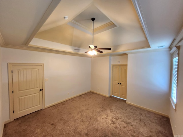 140 Bentley Cir, Little Rock, AR 72210 - unfurnished room featuring a raised ceiling, carpet floors, ornamental molding, and ceiling fan