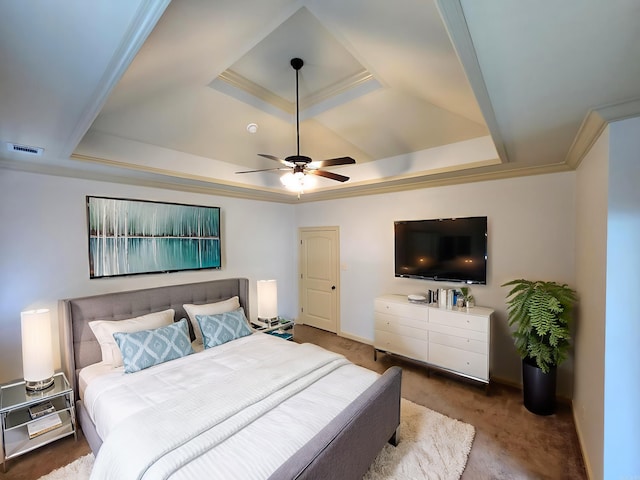 140 Bentley Cir, Little Rock, AR 72210 - carpeted bedroom featuring a raised ceiling and ceiling fan