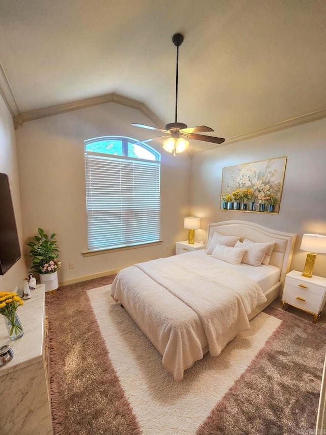 140 Bentley Cir, Little Rock, AR 72210 - carpeted bedroom featuring vaulted ceiling and ceiling fan
