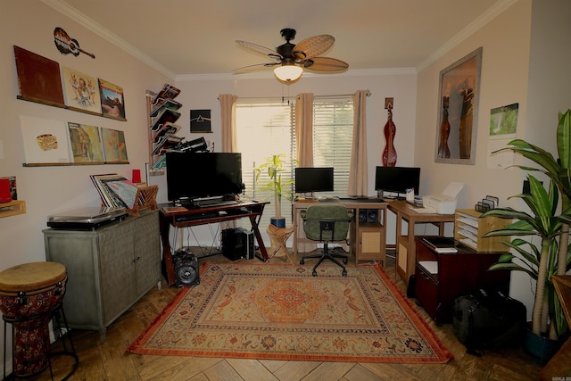 34 Ridge Rd, Cabot, AR 72023 - office space with crown molding and ceiling fan