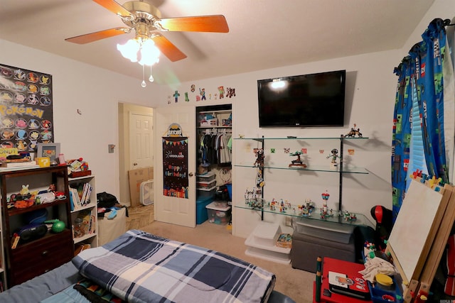 34 Ridge Rd, Cabot, AR 72023 - bedroom featuring a closet, carpet floors, and a ceiling fan