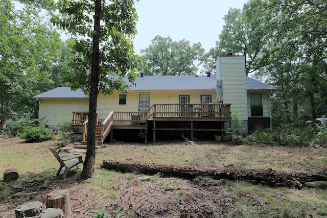 34 Ridge Rd, Cabot, AR 72023 - rear view of property with a deck, a chimney, and stairs