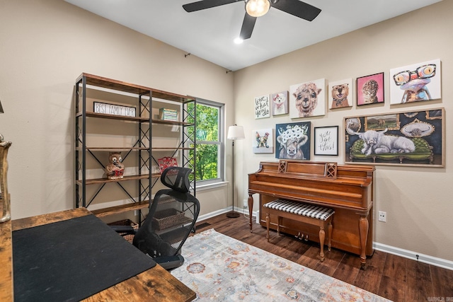 18 Calumet Rd, Little Rock, AR 72223 - office area with a ceiling fan and wood finished floors
