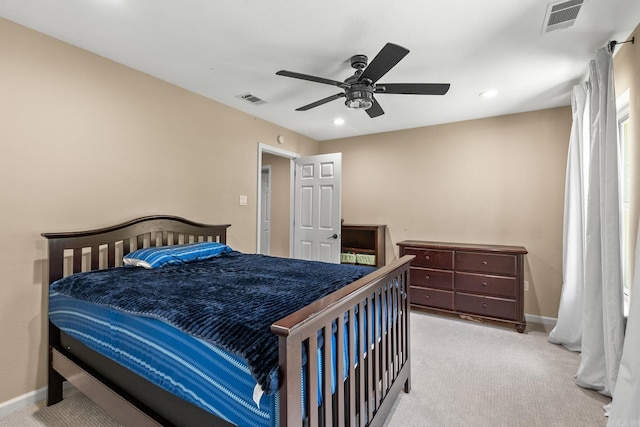 18 Calumet Rd, Little Rock, AR 72223 - bedroom with light colored carpet, recessed lighting, and ceiling fan