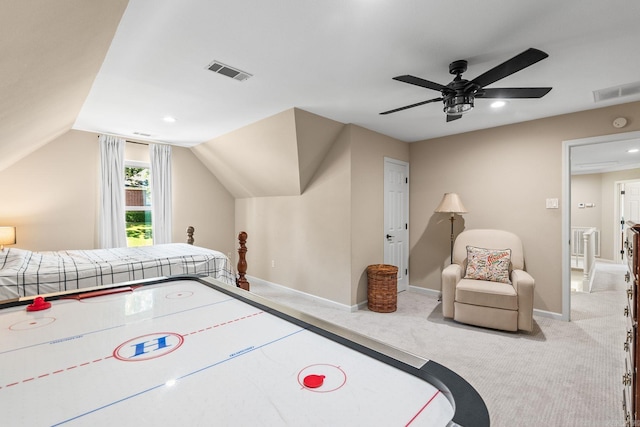 18 Calumet Rd, Little Rock, AR 72223 - playroom with vaulted ceiling, a ceiling fan, carpet floors, and recessed lighting
