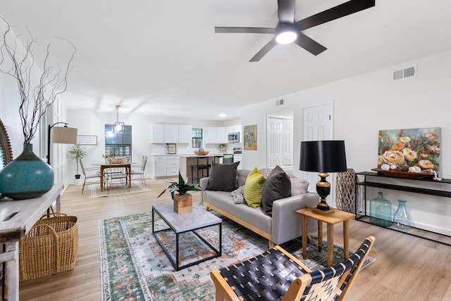 1495 Manor St, Conway, AR 72034 - living area featuring light wood finished floors and ceiling fan