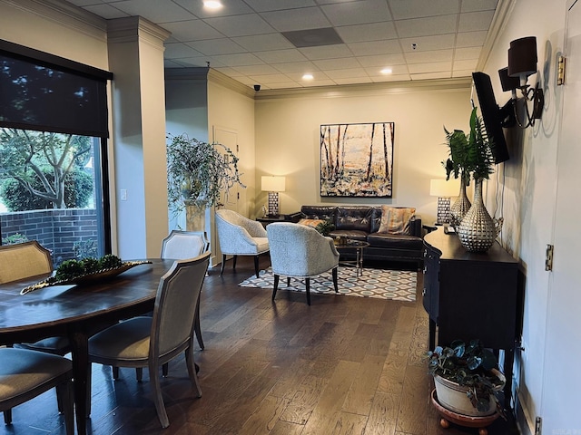 1 Treetops Ln Unit 203, Little Rock, AR 72202 - living room featuring dark wood-style flooring, ornamental molding, and recessed lighting